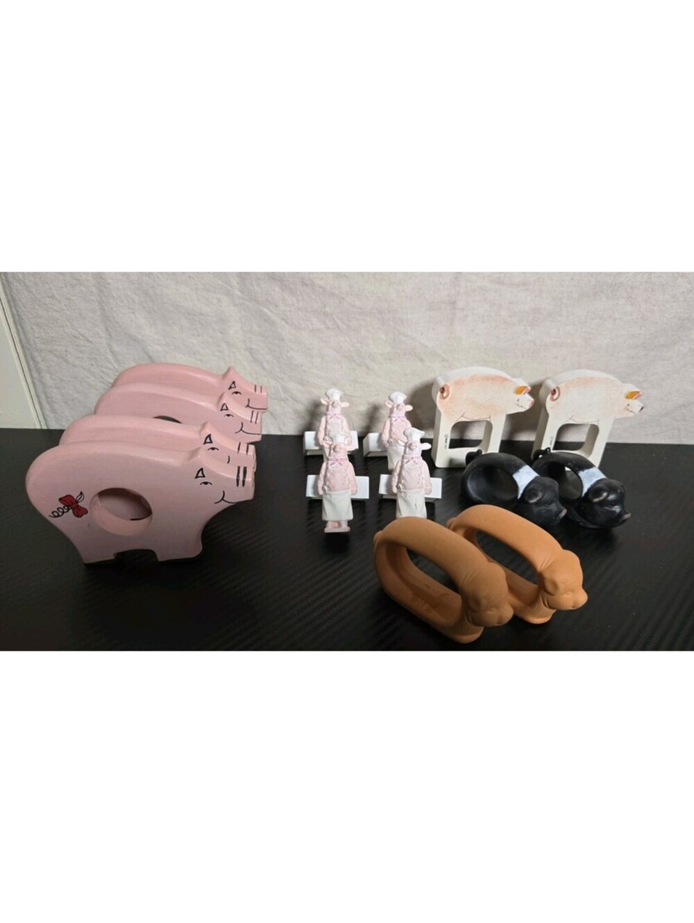 Farmhouse Napkin Rings Collection Pig Theme 14 Pieces